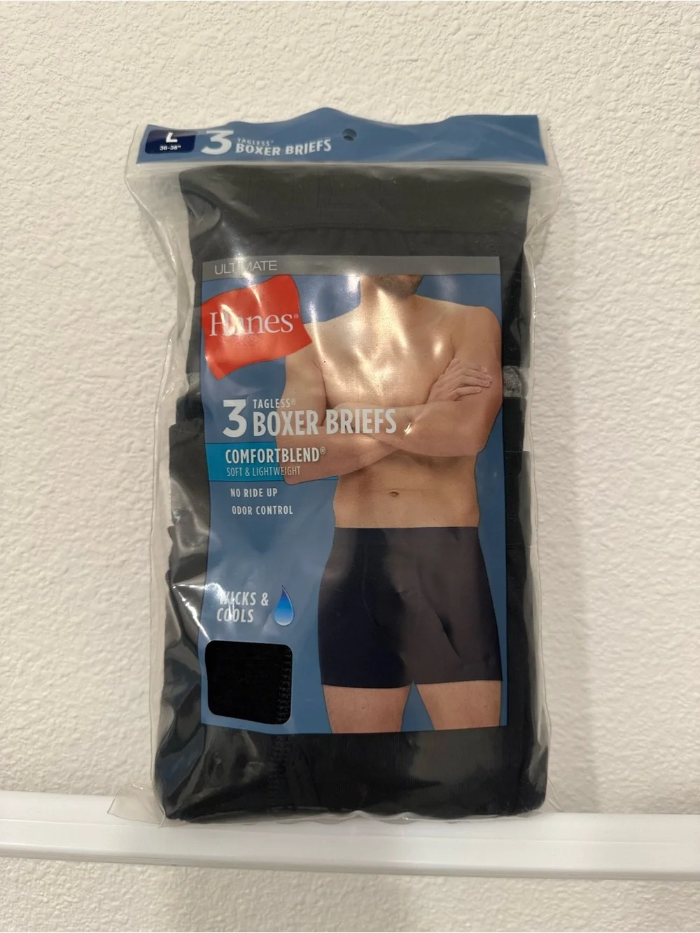 Hanes Men's Black Boxer Briefs - 3 Pack